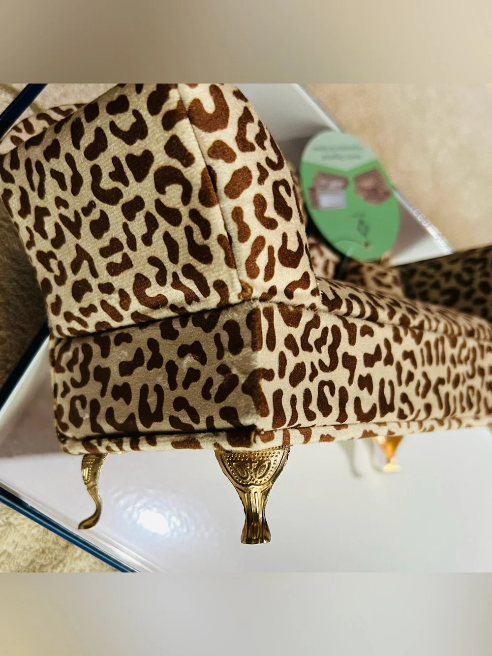Leopard Print Jewelry Organizer Box with Mirror - Beige